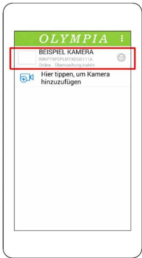 OLYMPIA BEISPIEL KAMERA 89NPT9PEPLM7XGD111A Online Überwachung inaktiv Hier tippen, um Kamera hinzuzufügen
