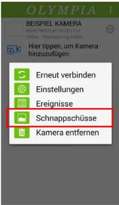 OLYMPIA BEISPIEL KAMERA BSNPT9PEPLM7XDGD111A Online: Überwachung inaktie Hier tippen, um Kamera hinzuzufügen Erneut verbinden Einstellungen Ereignisse Schnappschüsse Kamera entfernen