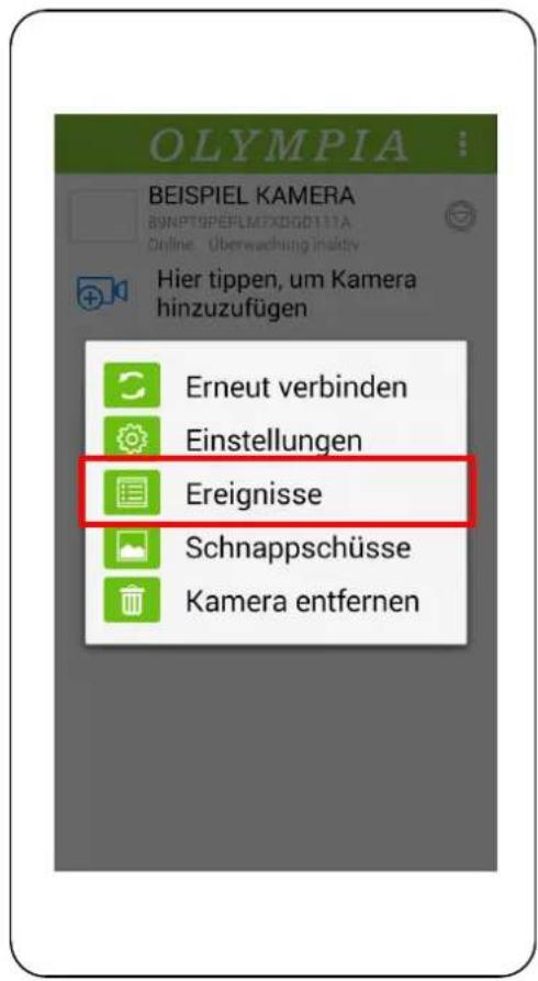 OLYMPIA BEISPIEL KAMERA 89NPT9PEFLM7XDG0111A Online: Überwachung inaktiv Hier tippen, um Kamera hinzuzufügen Erneut verbinden Einstellungen Ereignisse Schnappschüsse Kamera entfernen