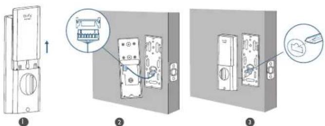 Diagram showing three views of a refrigerator internal components with labeled parts and a magnified inset highlighting the internal structure.