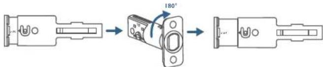 Diagram showing three-step assembly of a mechanical component with 180° rotation indicator