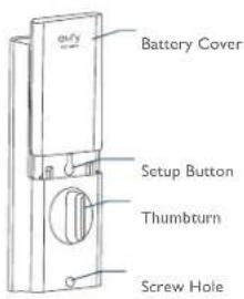 Battery Cover Setup Button Thumbturn Screw Hole