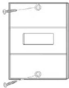 Simple line drawing of a rectangular box with three vertical pins and a central rectangle (no text or symbols)