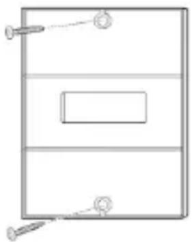 Simple line drawing of a rectangular box with two screws and a central rectangle, no text or symbols present.
