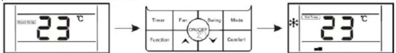 23 °C Tiner Fan Swing Mode Function ON/OFF Comfort * 23 °C