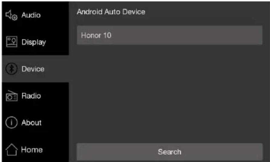 Audio Display Device Radio About Home Android Auto Device Honor 10 Search