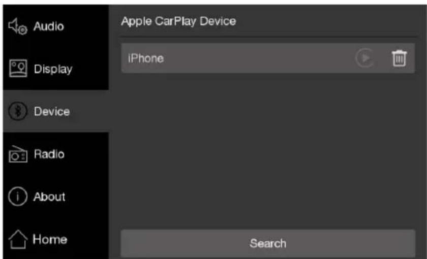 Audio Display Device Radio About Home Apple CarPlay Device iPhone Search