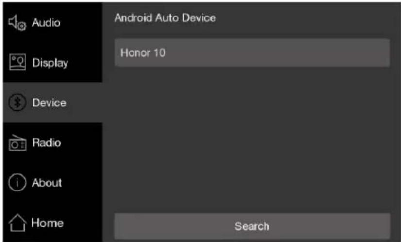 Audio Display Device Radio About Home Android Auto Device Honor 10 Search
