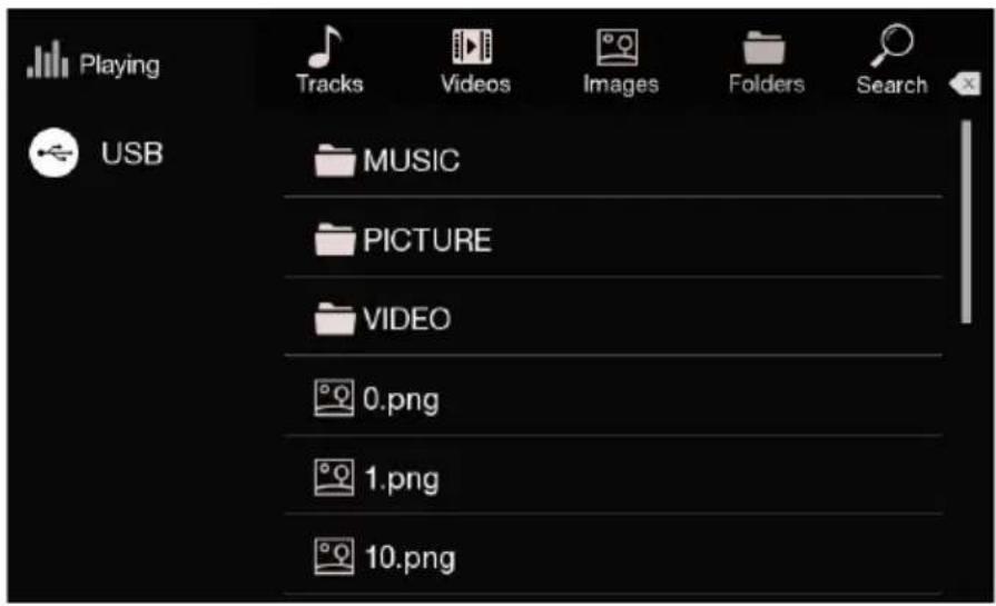 Playing USB Tracks Videos Images Folders Search MUSIC PICTURE VIDEO 0.png 1.png 10.png
