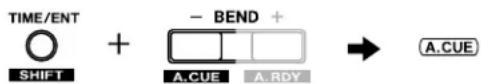 TIME/ENT + - BEND + SHIFT A.CUE A.RDY → A.CUE