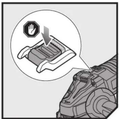 Diagram showing a hand holding a switch inside a device lock, with no visible text or symbols.