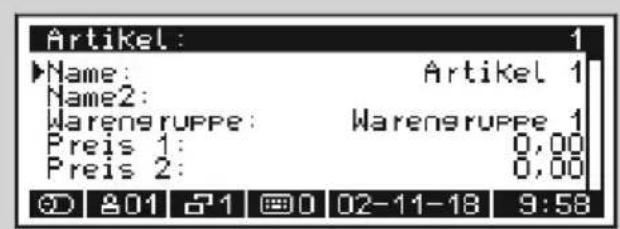 Artikel: 1 Name: Artikel 1 Name2: Warengruppe: Warengruppe 1 Preis 1: 0,00 Preis 2: 0,00
