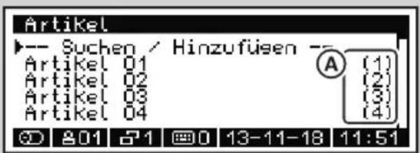 Artikel ►-- Suchen / Hinzufüsen -- Artikel 01 Artikel 02 Artikel 03 Artikel 04 A (1) (2) (3) (4) © 801 51 0 13-11-18 11:51