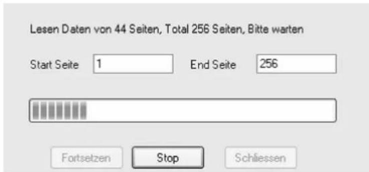 Lesen Daten von 44 Seiten, Total 256 Seiten, Bitte warten Start Seite 1 End Seite 256 Fortsetzen Stop Schliessen