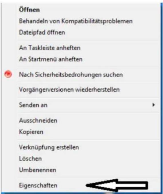 Öffnen Behandeln von Kompatibilitätsproblemen Dateipfad öffnen An Taskleiste anheften An Startmenü anheften Nach Sicherheitsbedrohungen suchen Vorgängerversionen wiederherstellen Senden an Ausschneiden Kopieren Verknüpfung erstellen Löschen Umbenennen Eigenschaften