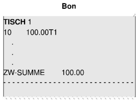 Bon TISCH 1 10 100.00T1 . . . ZW-SUMME 100.00