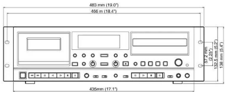 483 mm (19.0") 466 m (18.4") 57.2 mm (2.25°) 132.5 mm (5.2") 138 mm (5.4") 435mm (17.1)