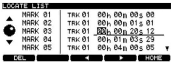 LOCATE LIST MARK 01 TRK 01 00h 00m 00s 00 MARK 02 TRK 01 00h 00m 01s 01 MARK 03 TRK 01 00h 00m 20s 12 MARK 04 TRK 01 00h 01m 03s 29 MARK 05 TRK 01 00h 04m 00s 05 DEL HOME