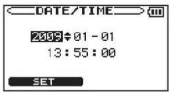 DATE/TIME 2009 01 - 01 13:55:00 SET
