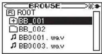 TASCAM BB-800 - Dateien über die BROWSE-Seite löschen - 8