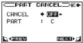 PART CANCEL NC CANCEL • OFF PART : C PREV NEXT