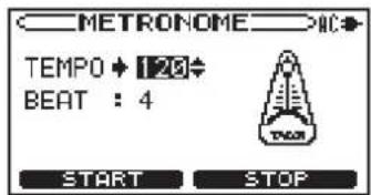 METRONOME TEMPO + 120° BEAT : 4 START STOP