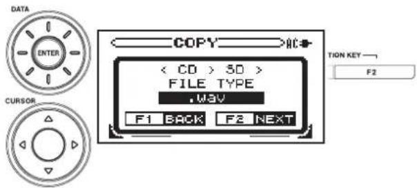 DATA ENTER COPY AC < CO > 50 > FILE TYPE .W3V F1 BACK F2 NEXT TION KEY F2
