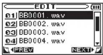 EDIT 01 BB0001.wav 02 BB0002.wav 03 BB0003.wav 04 BB0004.wav PREW NEXT