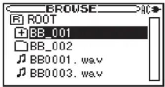 TASCAM BB-800 - Symbole der BROWSE-Seite - 1