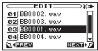 EDIT 01 BB0002. wav 02 BB0003. wav 03 BB0001. wav 04 BB0004. wav PREV NEXT