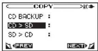 COPY CD BACKUP : CD > SD : SD > CD :