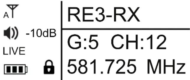 A -10dB LIVE RE3-RX G:5 CH:12 581.725 MHz