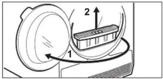 Diagram showing a device with labeled parts 1 and 2, indicating directional flow or movement.