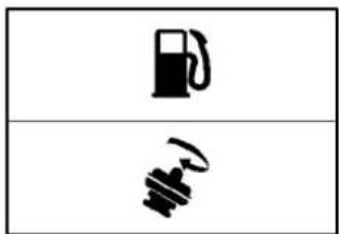 Diagram showing fuel pump and fuel valve symbols, likely representing fuel efficiency or fuel resistance.