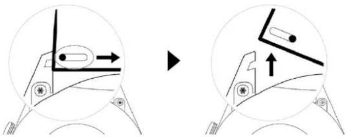 Diagram illustrating a mechanical or optical setup with directional arrows and component symbols, likely from an engineering or CAD context.