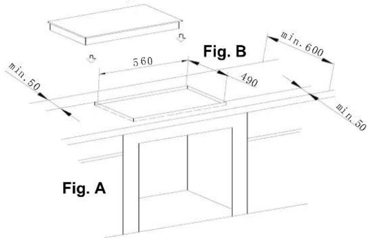 Fig. B 560 490 min. 600 min. 50 min. 50 Fig. A