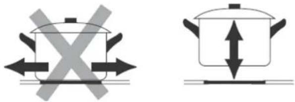 Diagram showing two cooking pots with crossed arrows indicating opposing pressure or heating conditions.