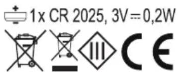 1x CR 2025, 3V=0,2W CE