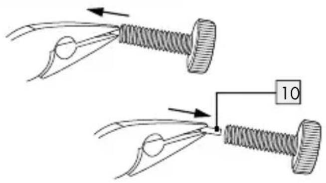 Diagram showing two types of forceps applied to a spring, with one being tensile and the other tensile, labeled with number 10.