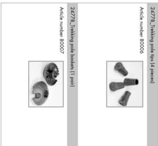 24778_Trekking pole tips (4 pieces) Article number 80006 24778_Trekking pole baskets (1 pair) Article number 80007