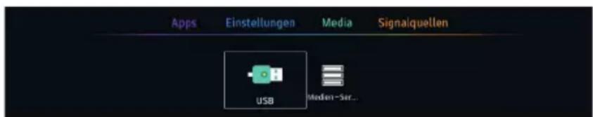 Apps Einstellungen Media Signalquellen USB Medien-Ser...
