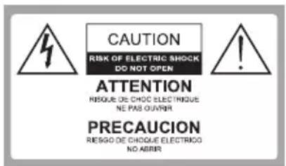 CAUTION RISK OF ELECTRIC SHOCK DO NOT OPEN ATTENTION RESQUE DE CHOIC ELECTRIQUE NE PAS OUVER PRECAUCION RESGO DE CHOICE ELECTRICO NO AQUIR
