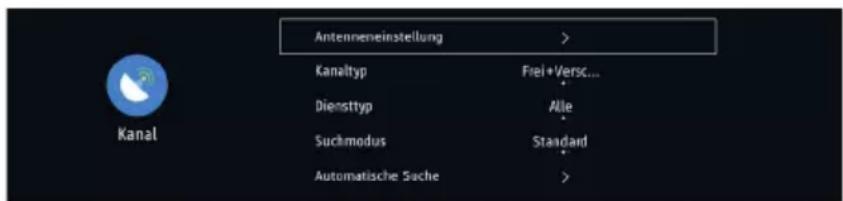 Antenneneinstellung > Kanaltyp Frei+Versc... Diensttyp Alle Suchmodus Standard Automatische Suche >