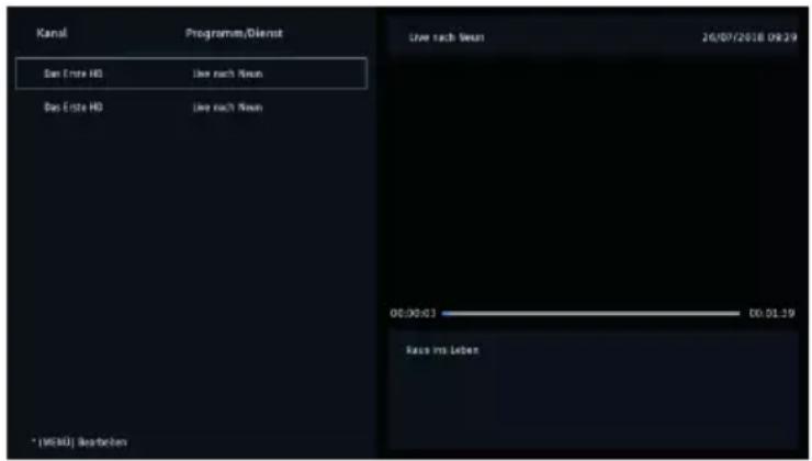 Kanal Programm/Dienst Dan Este HD Live nach News Dan Este HD Live nach News Live nach News 26/07/2018 09:29 00:00:03 00:01:39 Kass ins Leben * (MSNU) Aktiefen