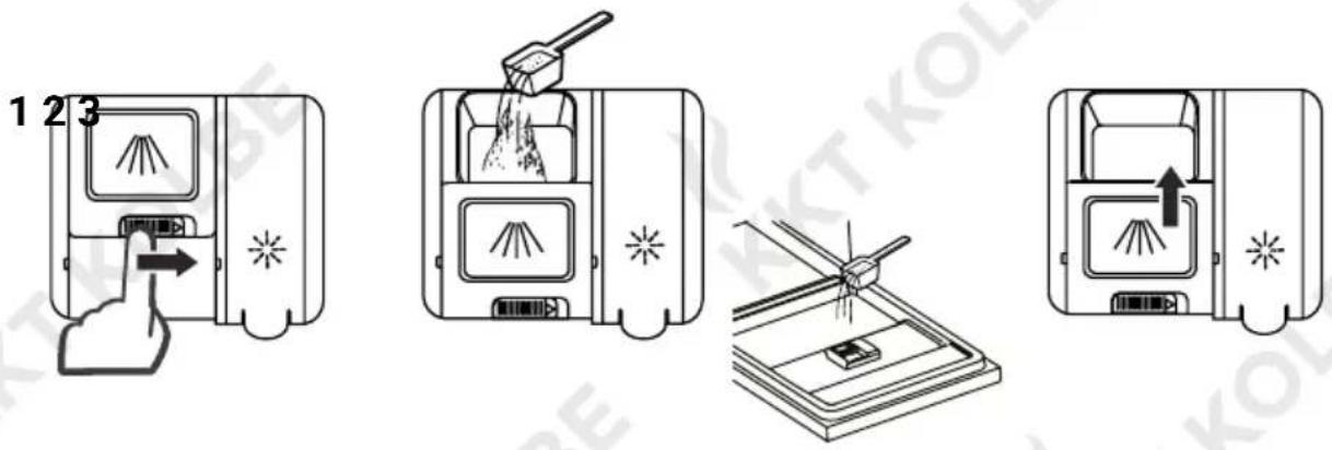 KKT Kolbe DW452ED - Filling the detergent dispenser - 1