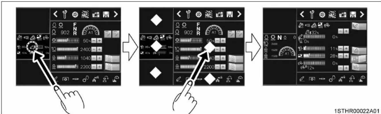 graph TD A["Step 1: Hand press pressing"] --> B["Step 2: Tool handling with icons and numeric keypad"] B --> C["Step 3: Output display with status indicators and numeric keypad"] C --> D["End: Display panel with numeric keypad and status indicators"]