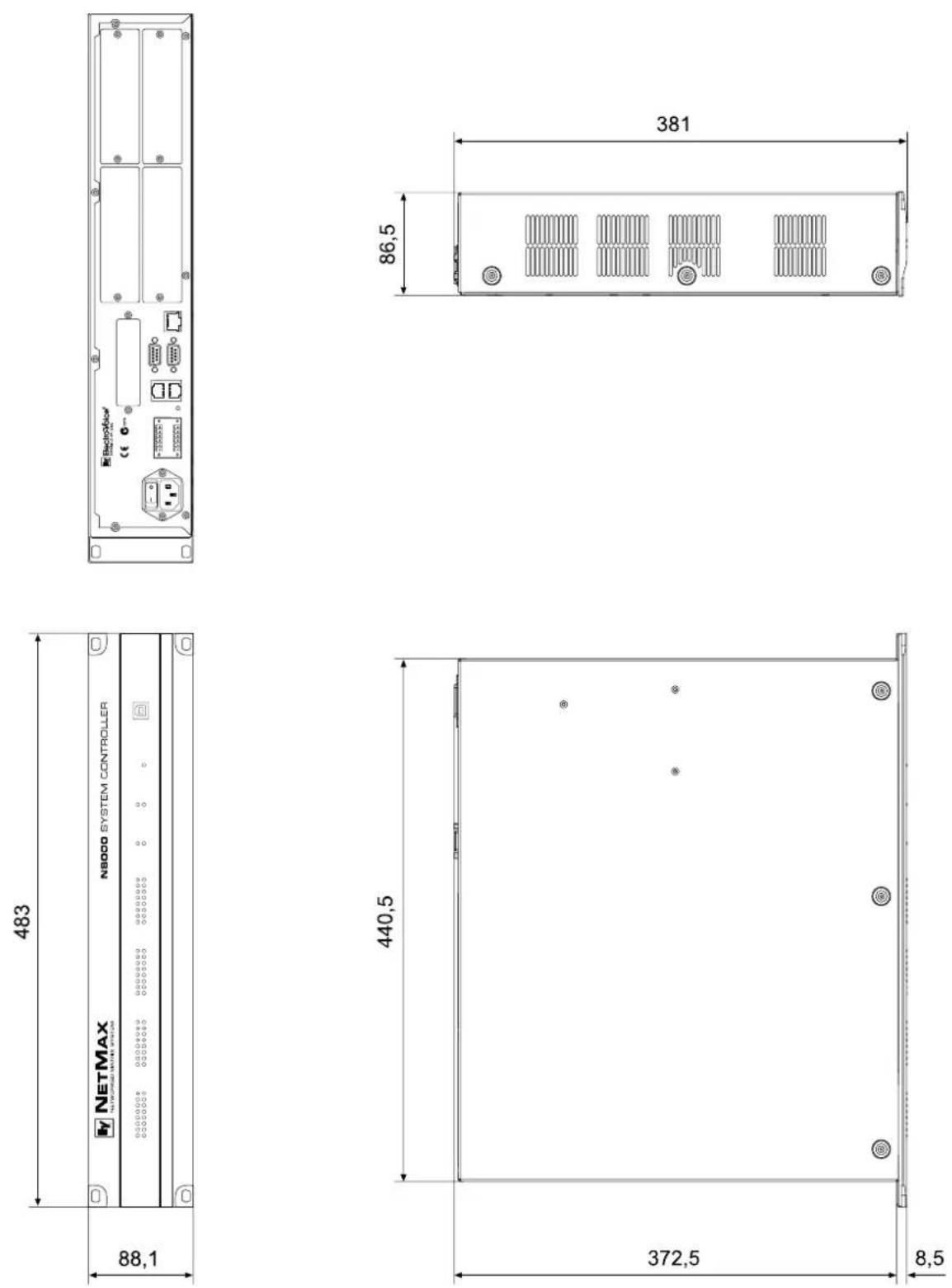 ELECTRO-VOICE NetMax N8000 - Dimensions/Abmessungen - 1