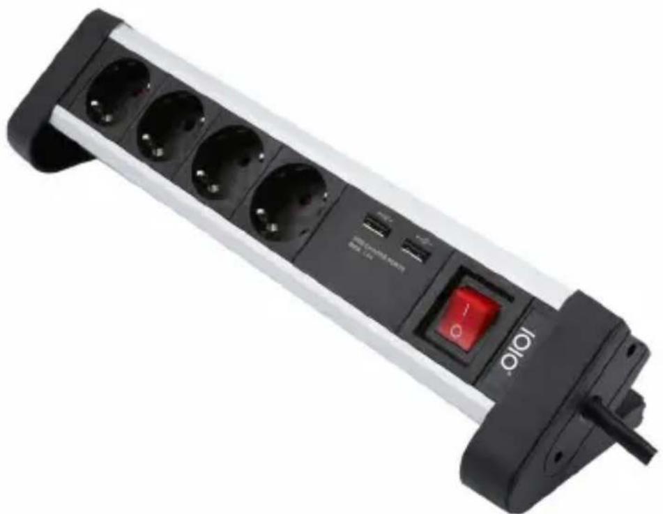 OLYMPIA SL 2425 U - 4-fach Alu-Steckdosenleiste - 1