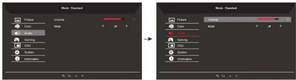 Mode - Standard Picture Volume Color Mute off Audio Gaming OSD System Information Mode - Standard Picture Volume Color Mute off Audio Gaming OSD System Information