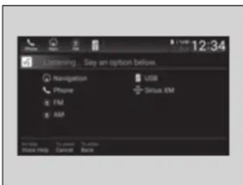 12:34 Listening... Say an option before. Navigation USB Phone Sirius XM FM AM My Baby Mouse Help To listen Cancel To listen Back